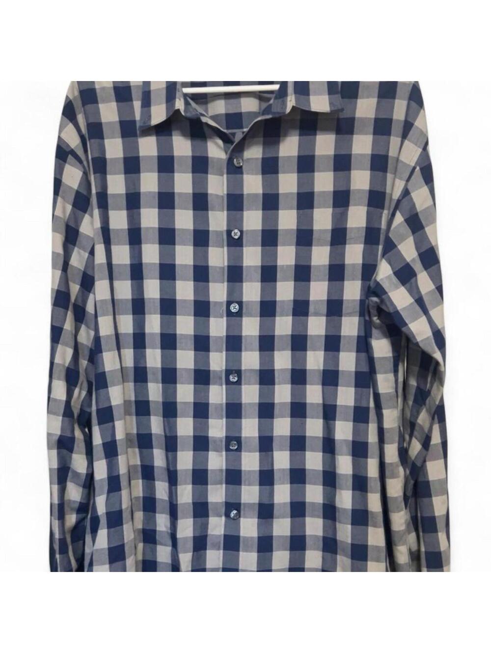 Van Heusen blue and white checkered button up shirt Size XXL #preppy #classic